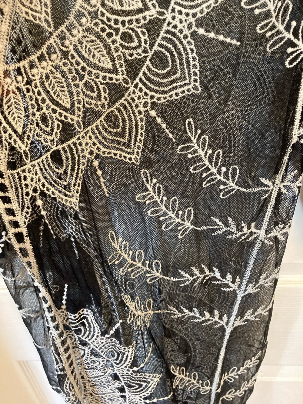 Rebellion Again  Black and White Sheer Wrap/Kimono - Picture 5 of 7